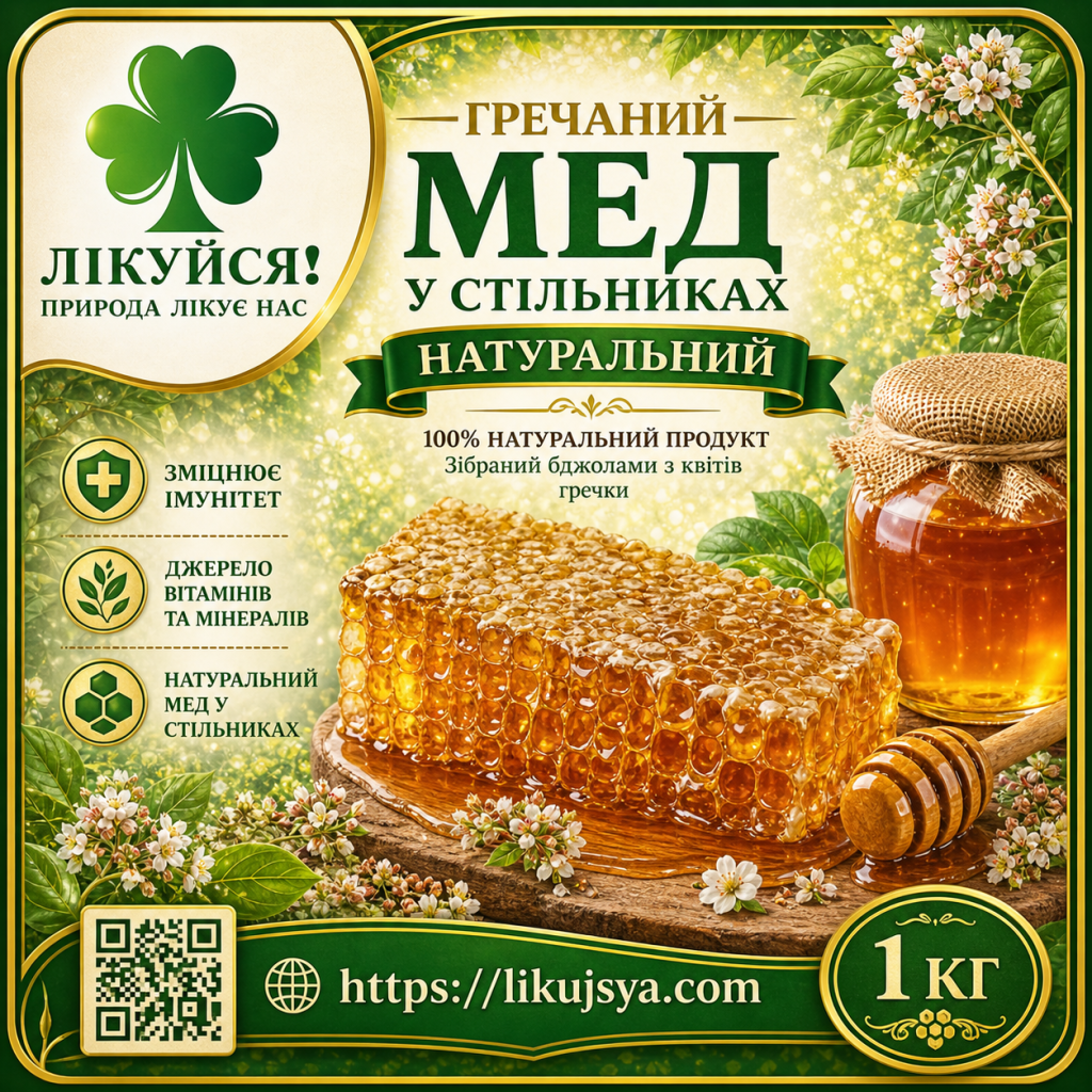 Гречаний мед у стільниках натуральний